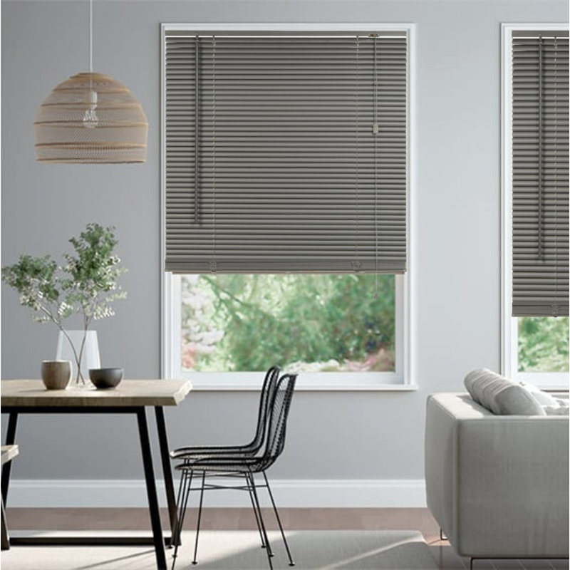 PVC Plain Indoor Venetian Blind, Grey, 150 cm L x 60 cm W
