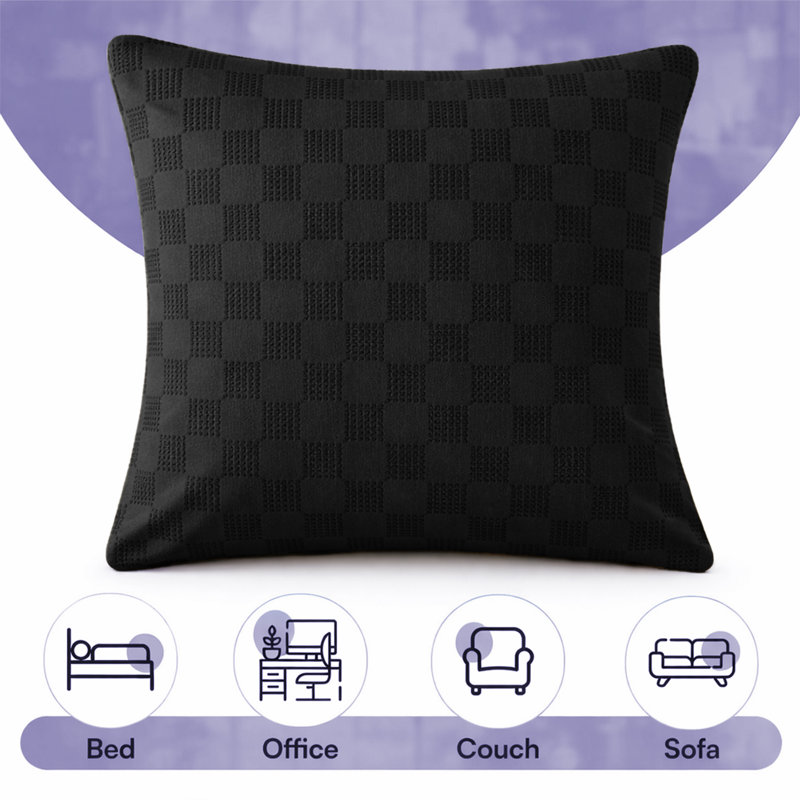 Square Cushion Cover, BLACK