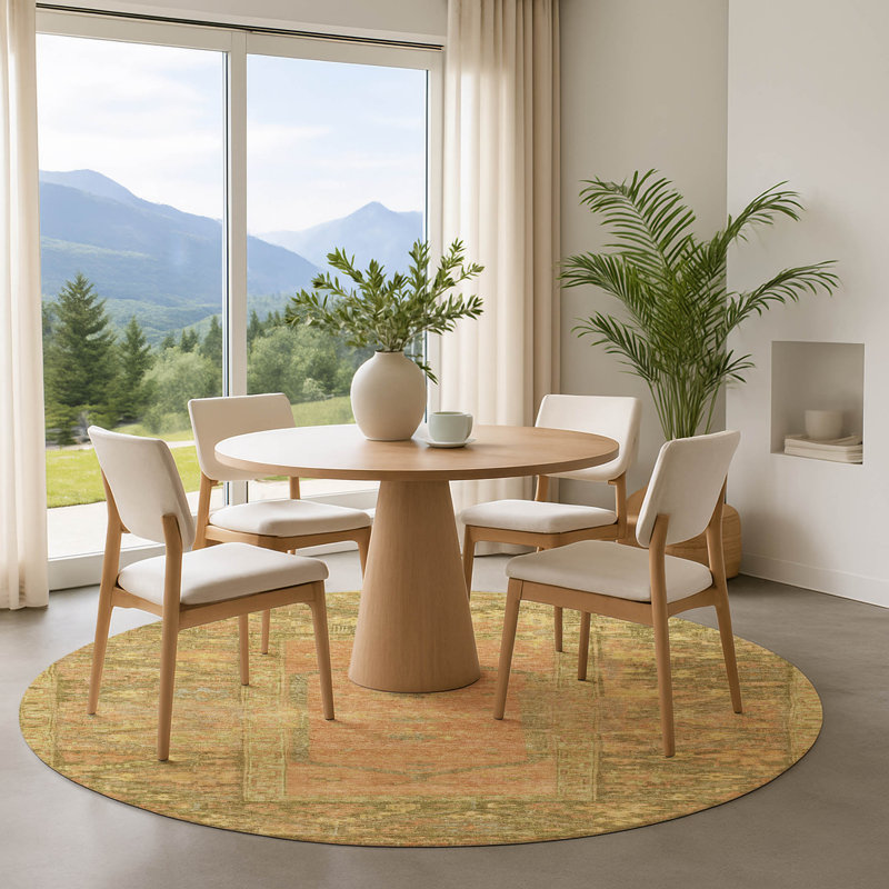 Premium Machine Washable Lubbers AMF1727 Global Rug, Round 8'