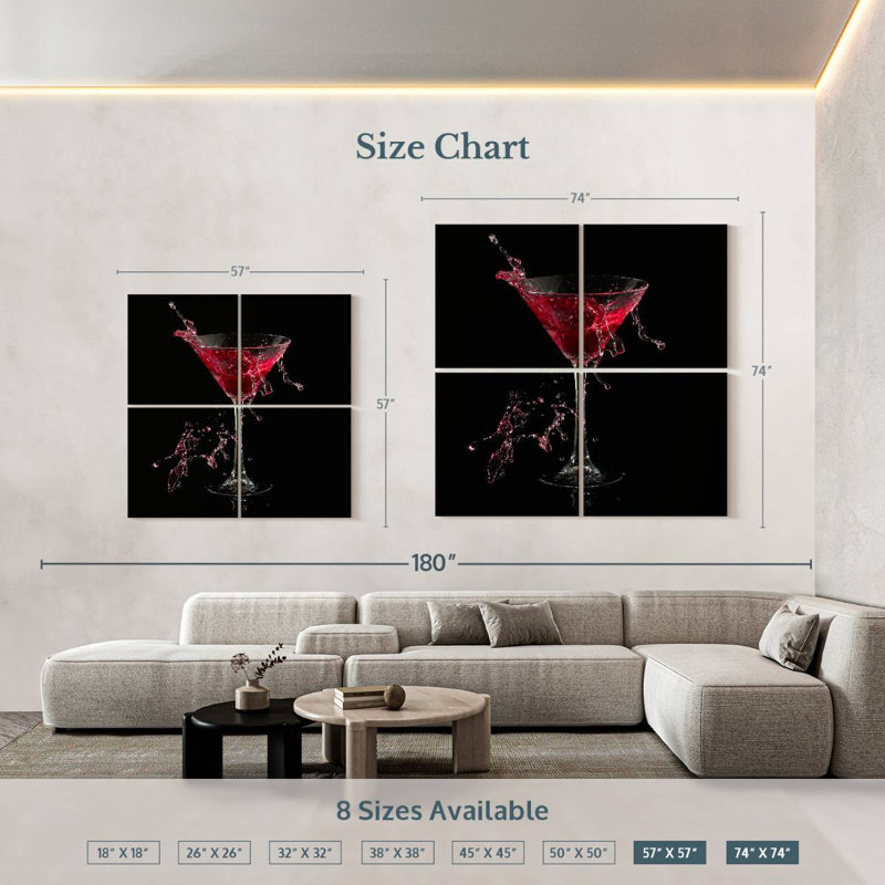 Yarlin Red Martini Splash, 57" H x 57" W