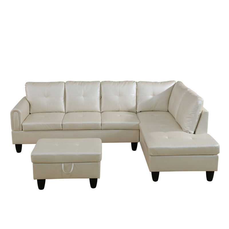 Canapé modulaire en similicuir 3 pièces, Similicuir beige, Orienté à droite