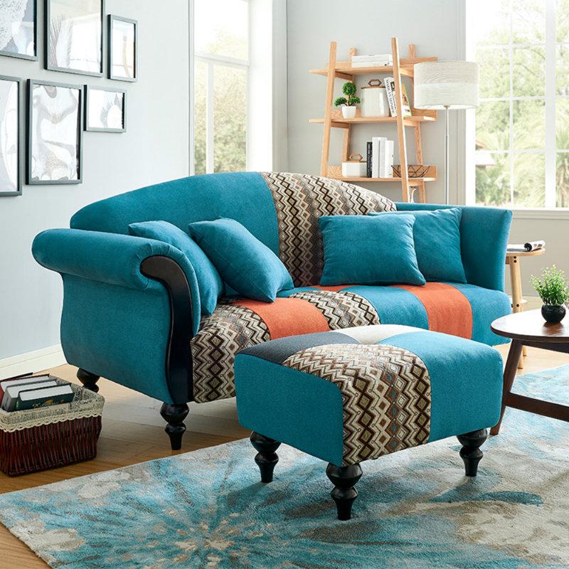 American Simple Living Room Sofa, Blue