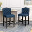 Ensemble de 2 tabourets de comptoir à oreilles capitonnés en tissu, bleu marine et brun foncé-129514447-129514450