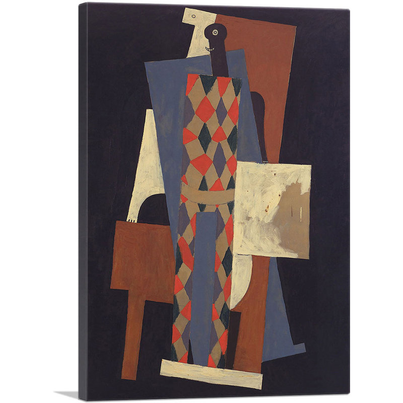«Harlequin 1915» par Pablo Picasso, reproduction d'art sur toile tendue, H 26 po x l 18 po x P 0,75 po