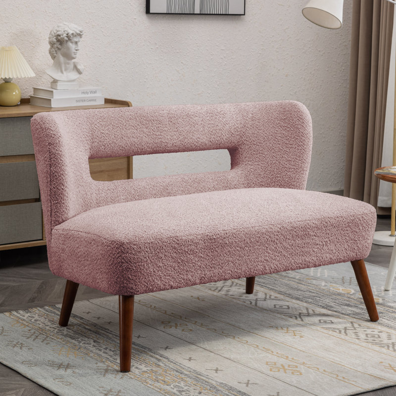 Ashyia 45.47'' Loveseat with Rubberwood Legs, Pink