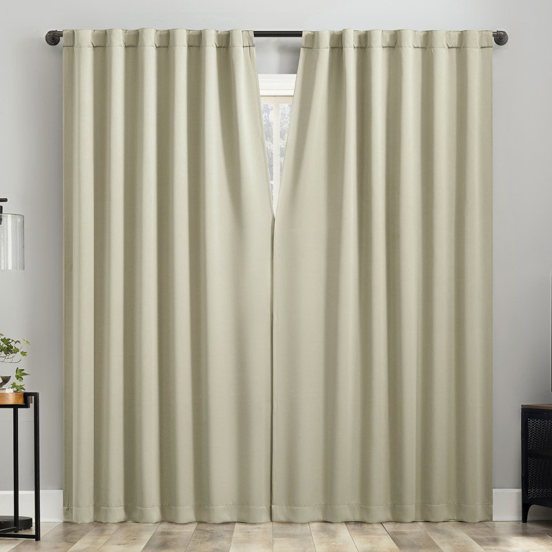 Aria Magnetic Closure Theater Grade 100% Blackout Back Tab Curtain Panel Pair, 52" W x 63" L, Cream
