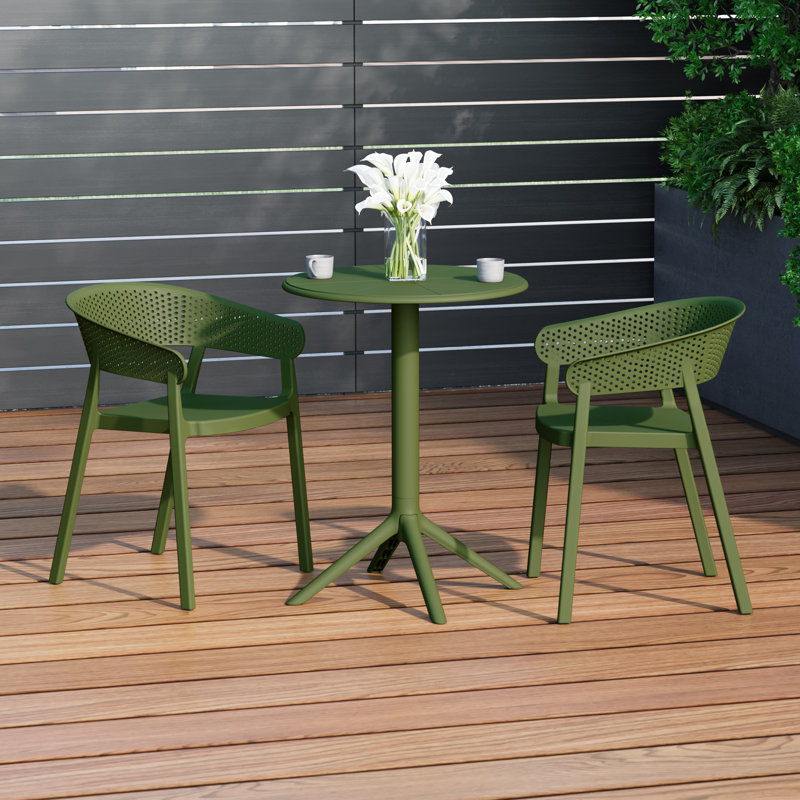 2-Person Outdoor Round Dining Set, Green