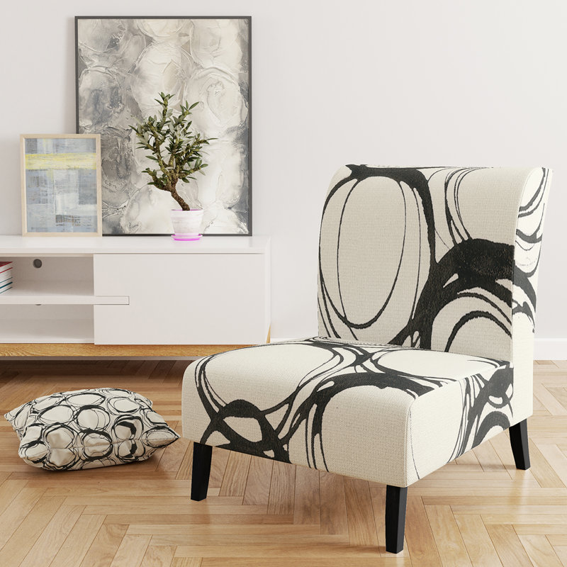 Fauteuil de chambre rembourré minimaliste noir et blanc II