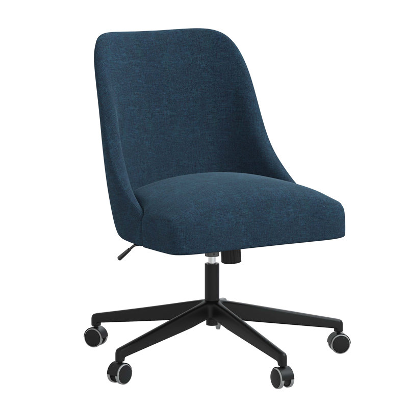 Chaise de bureau Acosta, Lin texturé bleu marine Zuma