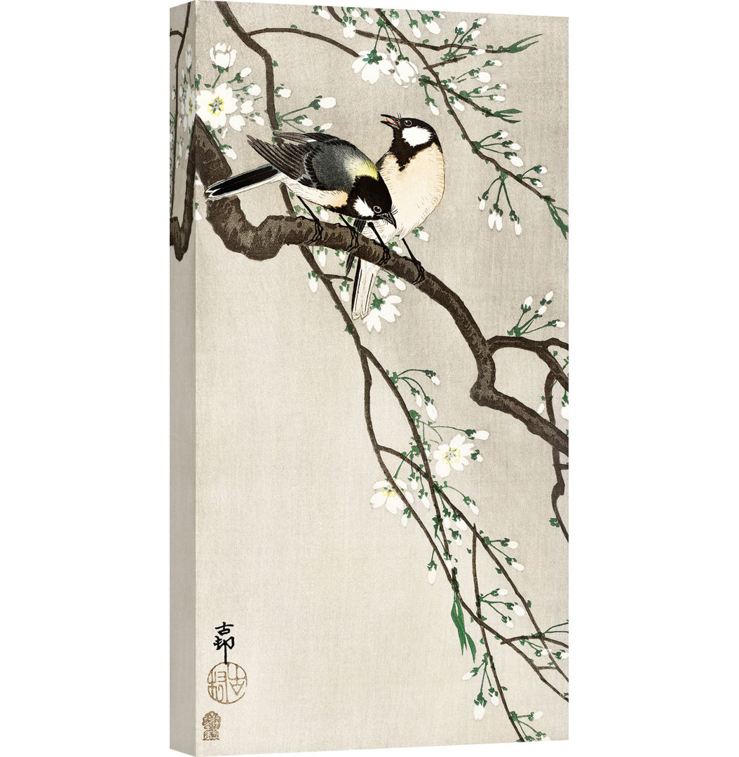 Leinwandbild Tits On Cherry Branch von Ohara Koson