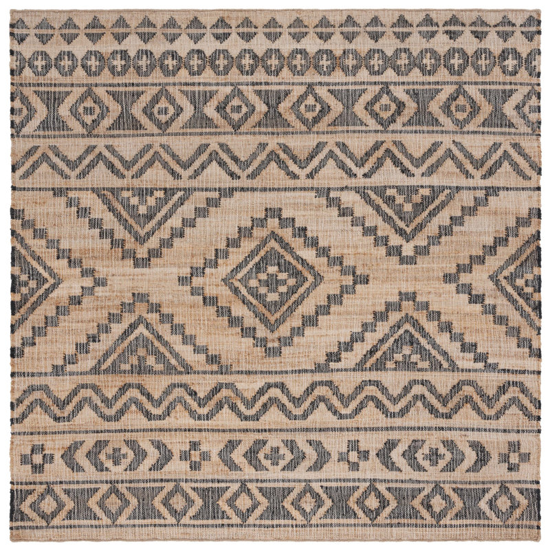 Tapis en jute de coton tissé à la main Haywa, Carré 7 pi