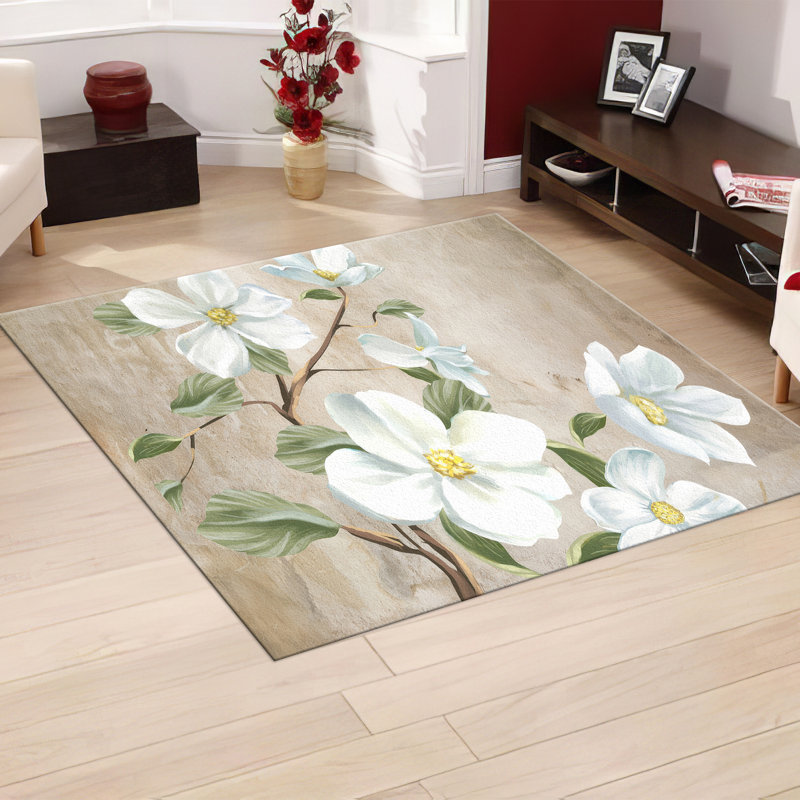 Contemporary Style With Pile Soft Printed Rug Featuring Intricate Floral and Geometric Design Ideal for Upscale Living Room or Office Decor