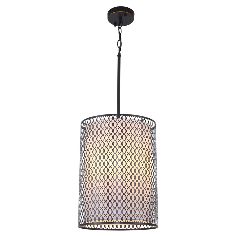 Luminaire suspendu tambour unique et remarquable à 3 lumières Ferrigno, Bronze