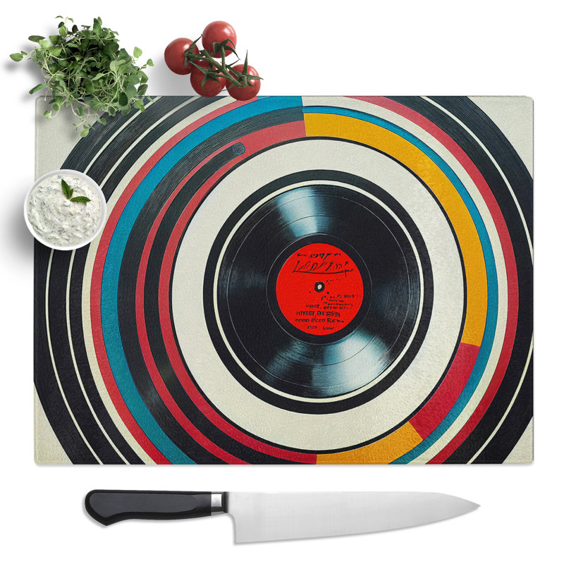 Vintage Vinyl Record Art Vol.3 Abstract  Glass Chopping Board