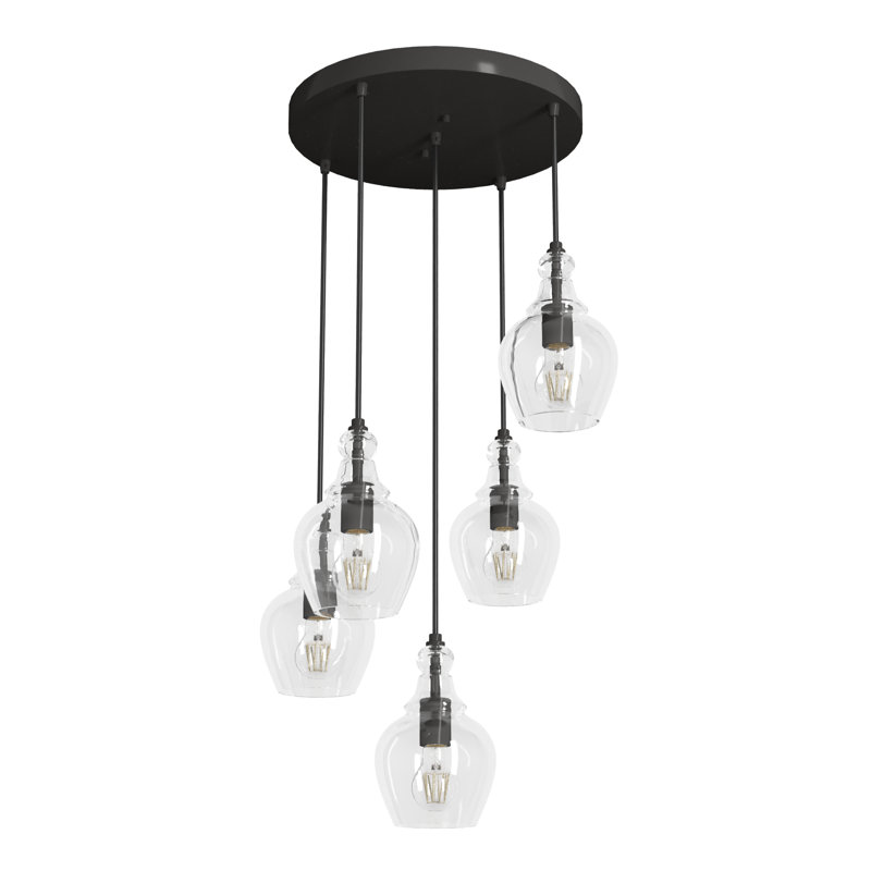 Maple Park 5 Light Round Cluster Pendant Ceiling Light, Noble Bronze