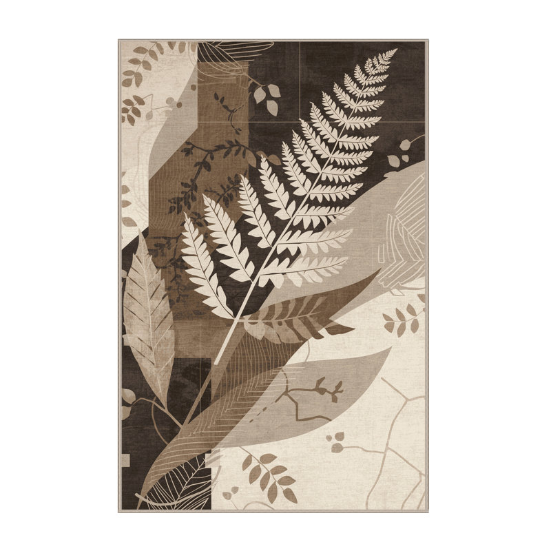 Tapis abstrait doux et moelleux en fougère Temaraia, 4 x 6