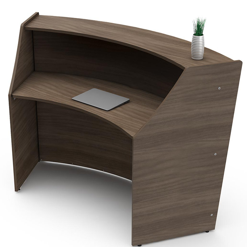 Bureau de coin de réception, Noyer naturel, 45"H x 69.5"W x 27"D