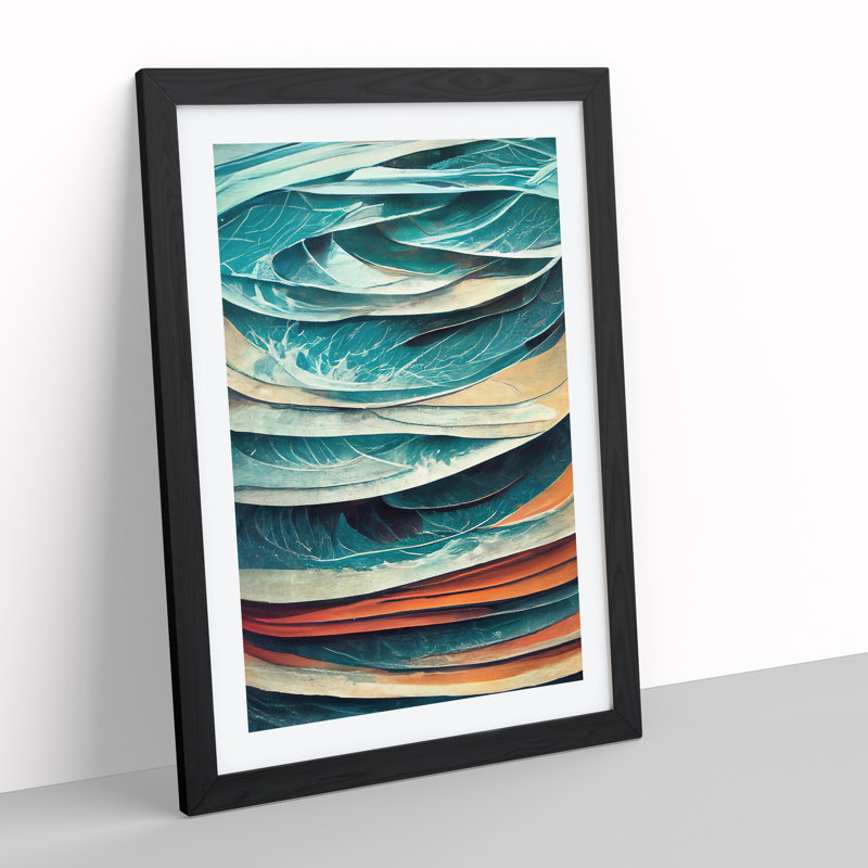 Beach Ocean Wave Abstract No.2 - Single Picture Frame Print, Black Framed, 64cm H x 46cm W x 2cm D
