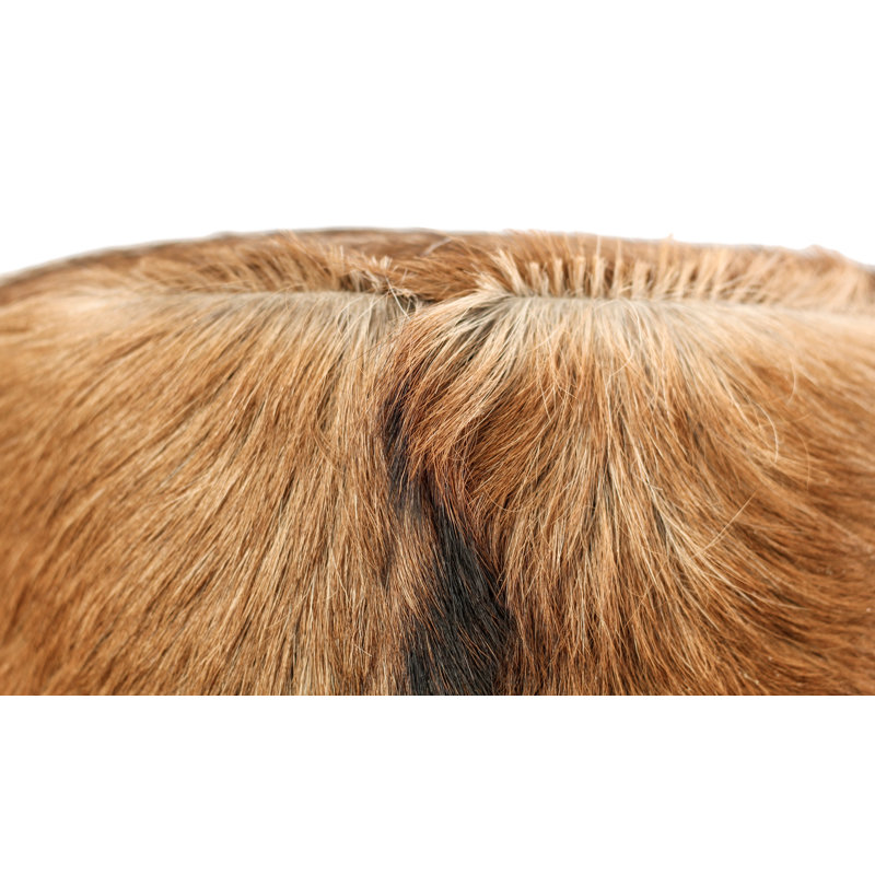 Yellow Pine 33cm Wide Tufted Round Animal Print Standard Ottoman