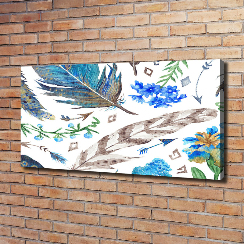 Feathers And Flowers - Wrapped Canvas Print
