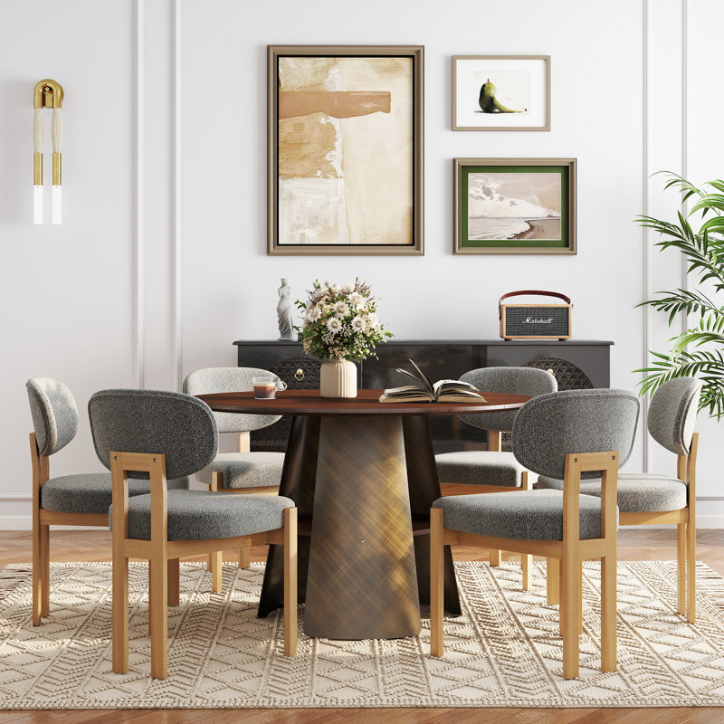 Ensemble de table de salle à manger Modern, 7 pièces : table, 6 chaises, Gris