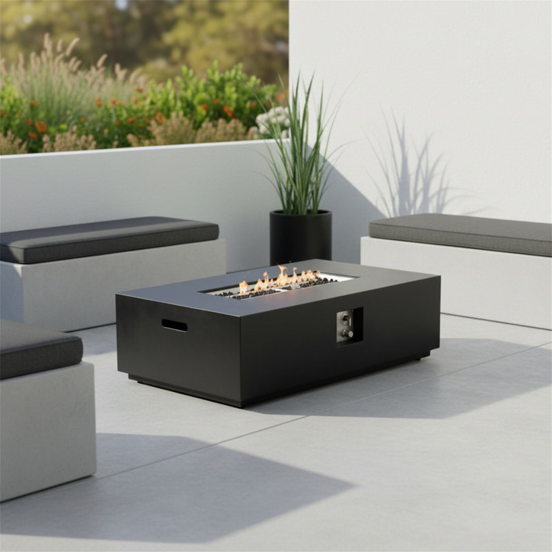Table de foyer d'extérieur au propane en béton, Gris anthracite