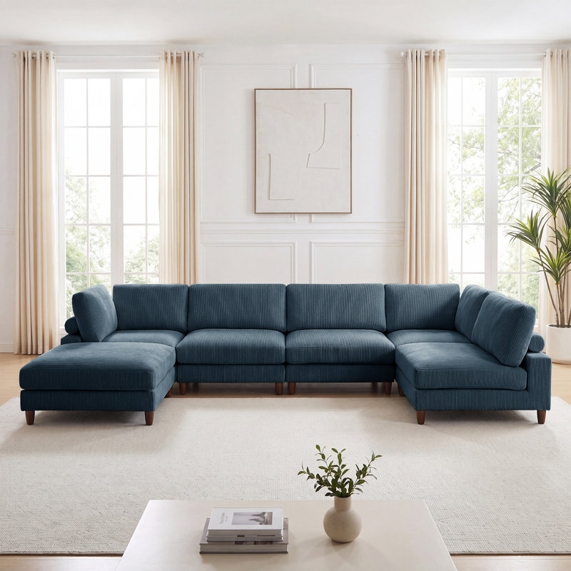Canapé modulaire en velours côtelé 6 pièces, Blue Corduroy