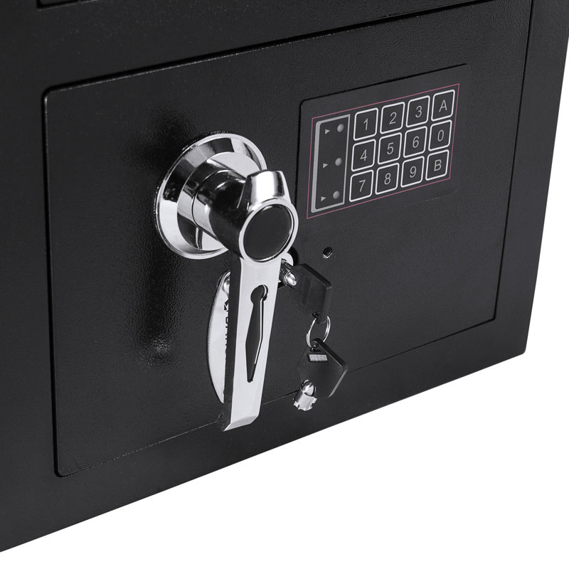 Coffre-fort à clavier 72 pi. Cu. Avec code à deux broches, pêche, acier massif, noir, 13,57 po P x P 16,08 H, fonction de 42,12 lb, uni, profondeur, largeur, hauteur,