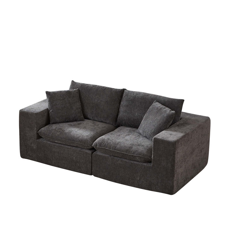 Canapé moderne en nuage de chenille, combinable librement, Gris foncé