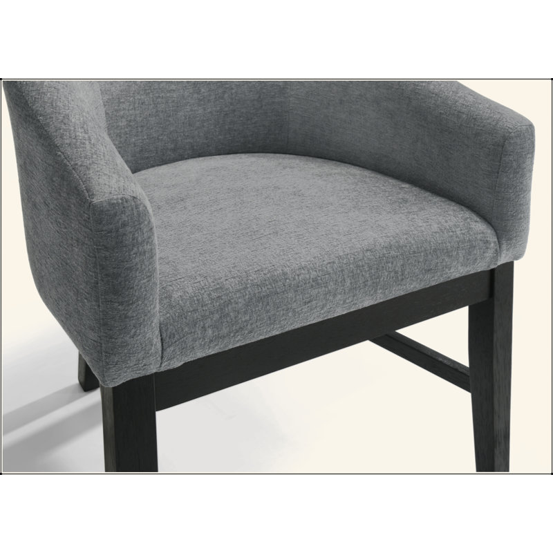 Ensemble de 2 chaises de baril Haven en tissu gris avec pieds à finition noire