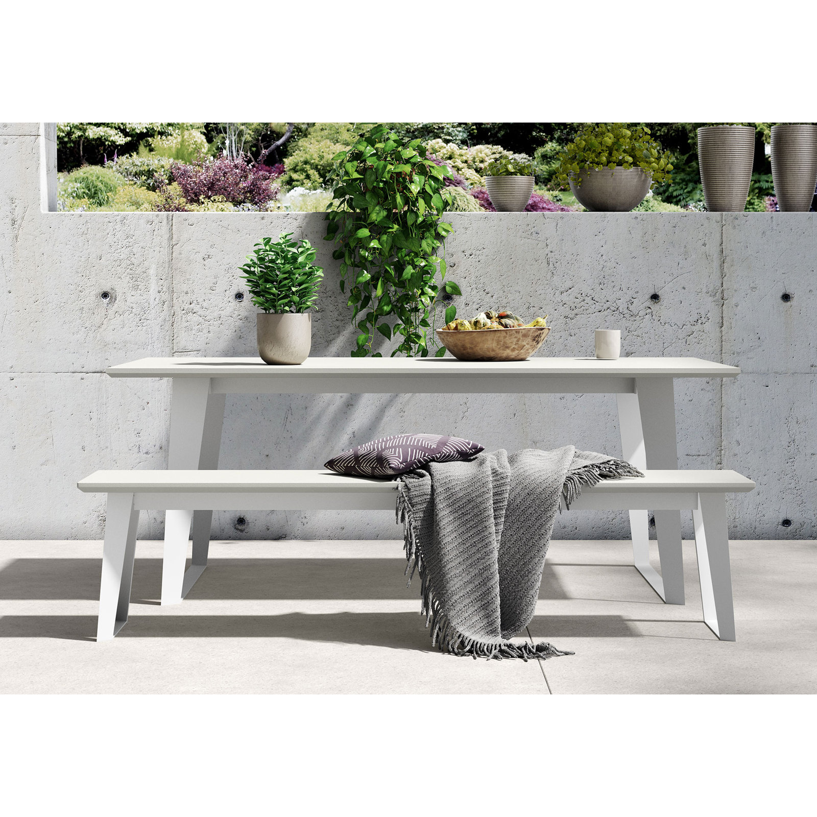 Rami 76" Stone Outdoor Bench, Performance Stone