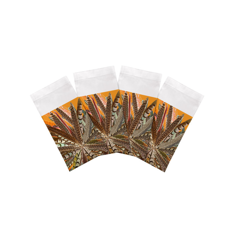 Pheasant Feathers Cotton Sateen Dinner Napkins, Butternut