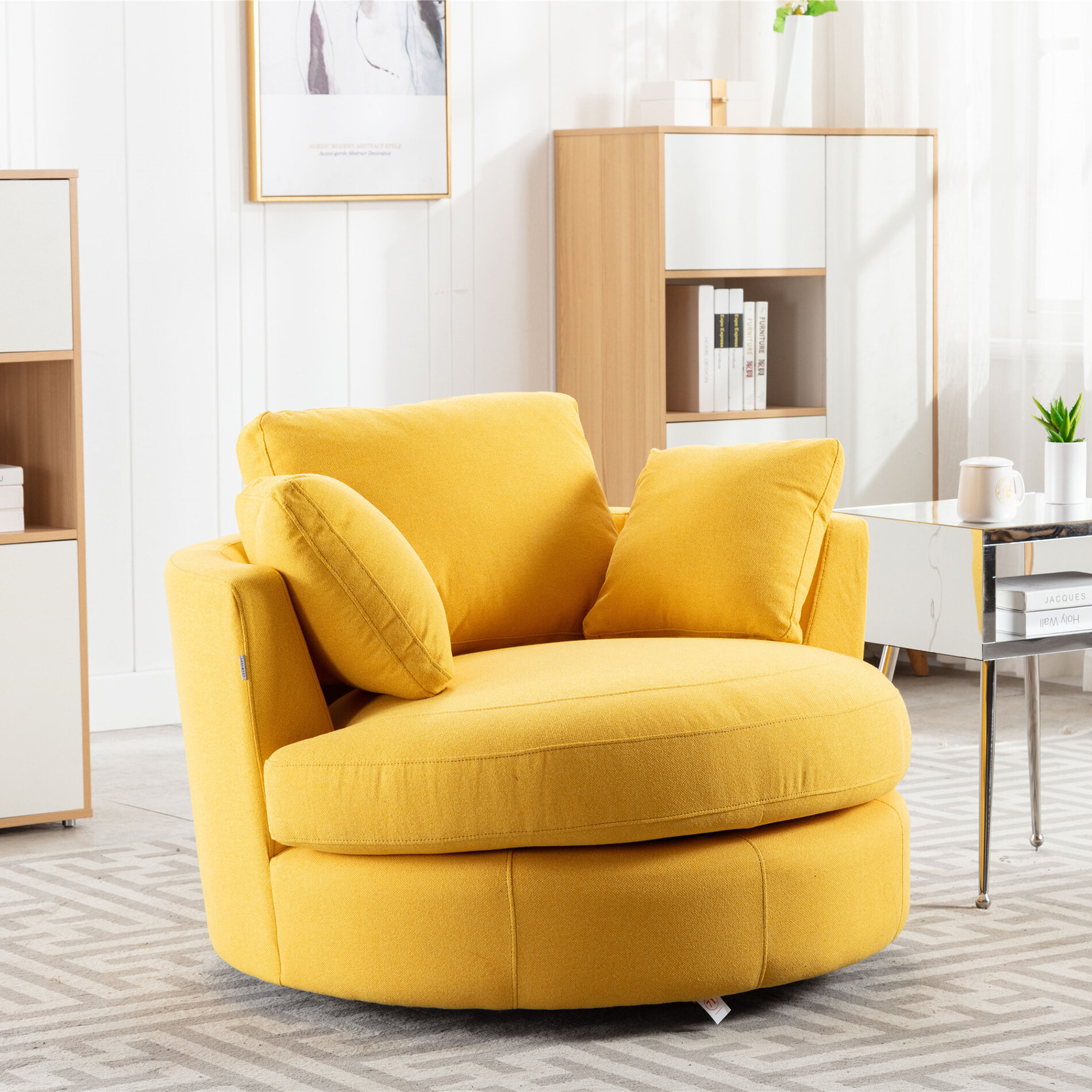 Latitude Run® Trabzon Upholstered Swivel Barrel Chair & Reviews | Wayfair