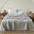 Linen Flat Sheet With Embroidered Border-Stone Washed Flax Bedding, King Size Bed Flat Sheet Only