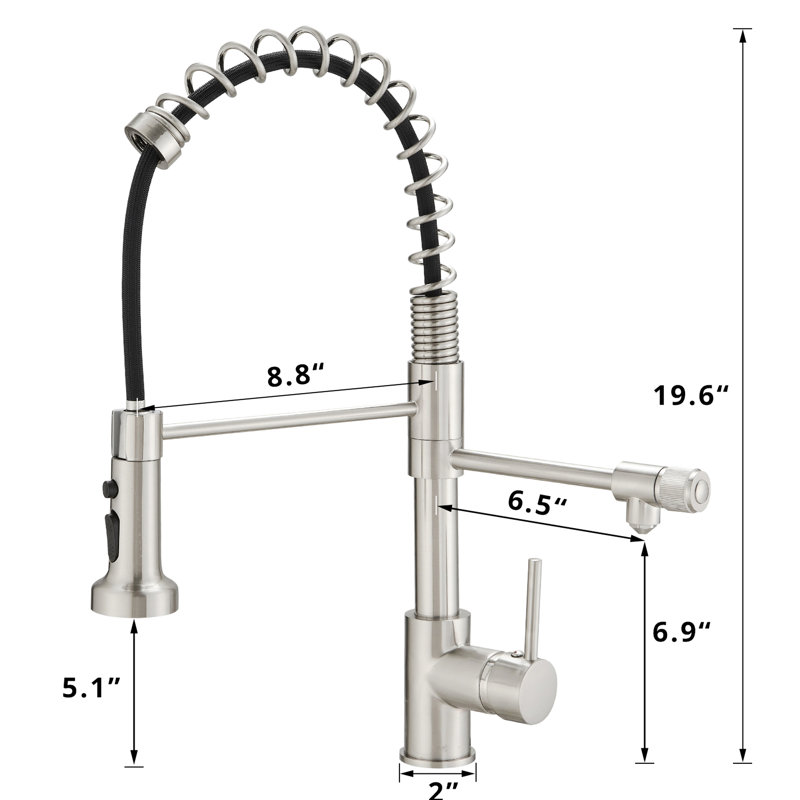 Kitchen Faucet With Purifier And Drinking Water Function - Pull Down Filter In Brushed Nickel Finish For Luxury Kitchens