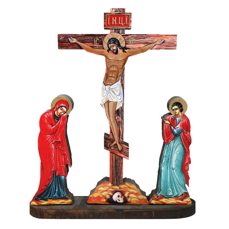 Crusifixion autoportante en bois de la croix du Christ, H 12,5 po x l 11 po x P 3 po