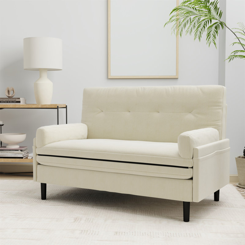 Causeuse 2 places, méridienne convertible et lit, Ivoire ivoire