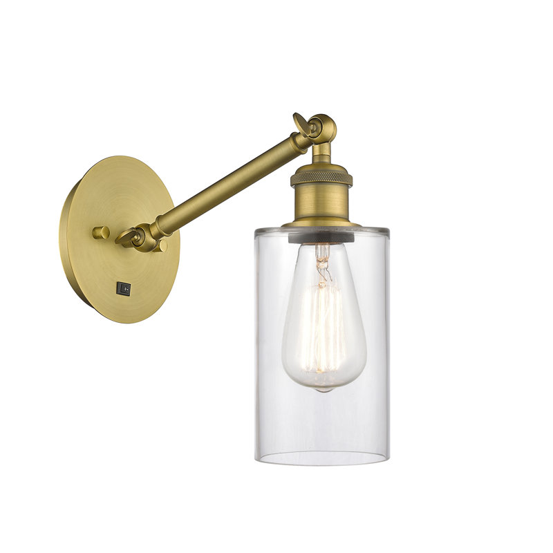 Shauna Armed Sconce, LED, Clear, Brushed Brass