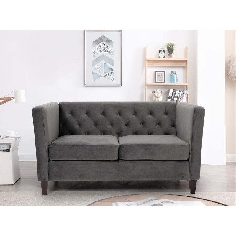 Leeandre 56.7'' Velvet Loveseat, Gray Velvet