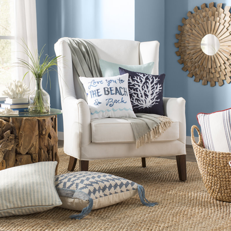 Coral Reef Outdoor Reversible Throw Pillow, Navy Blue, 26" H x 26" W x 1" D