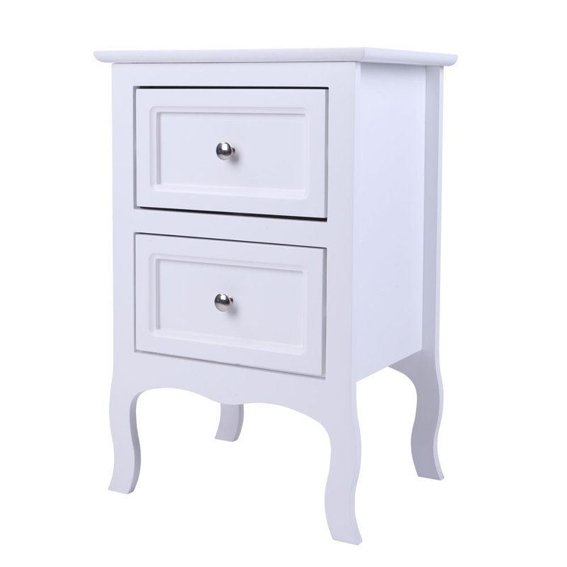 Armoire de rangement 2 tiroirs Authement (ensemble de 2), Blanc, Individuel