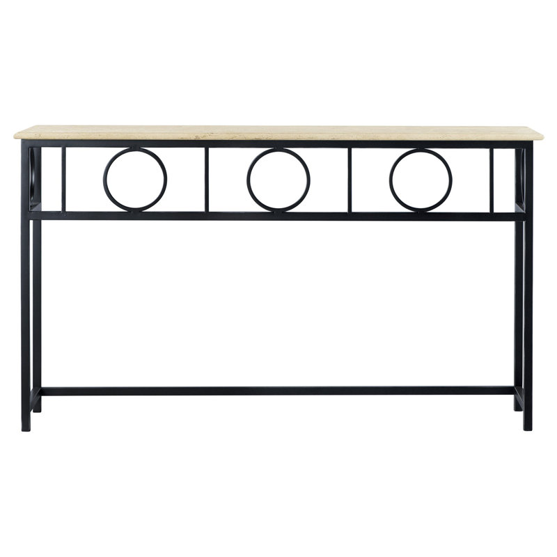 Hampton Console Table, Lite Travertine, Flat Black