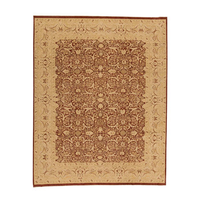 Tapis rouge et or de haute qualité noué à la main