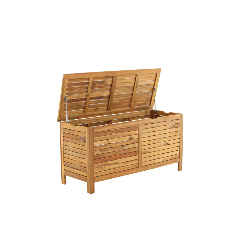 Union Rustic Sukran 130cm W Acacia Solid Wood Deck Box in Brown