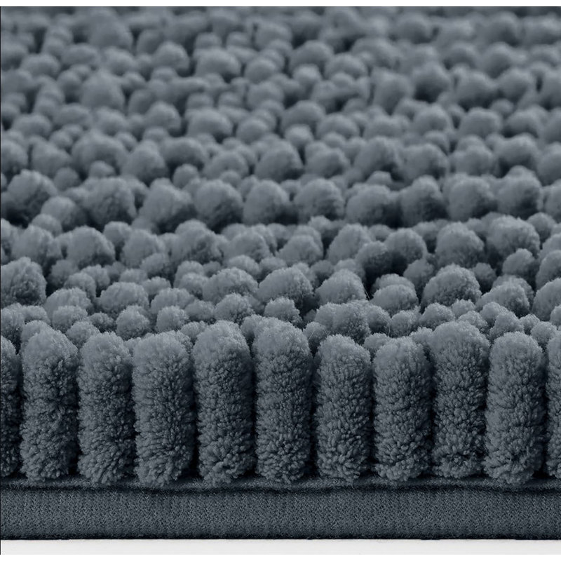 Tapis pour salle de bain en chenille moelleux et moelleux, Gris foncé, L 20 po x l 30 po