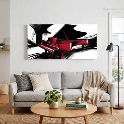 Ensemble de 1 tableau sur toile « Piano rouge »