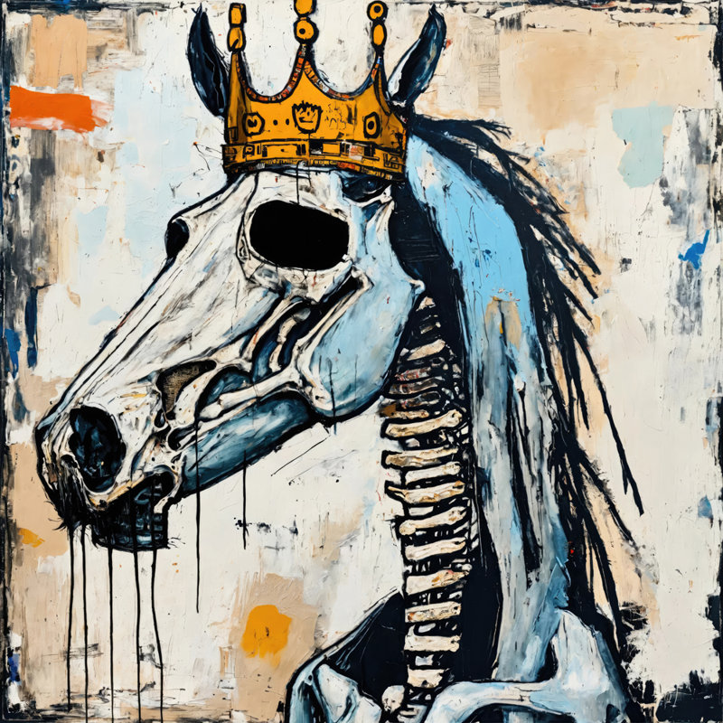 Cheval 1 - Hommage - Basquiat, estampe numérique sur toile tendue avec châssis, H 24 po x l 24 po