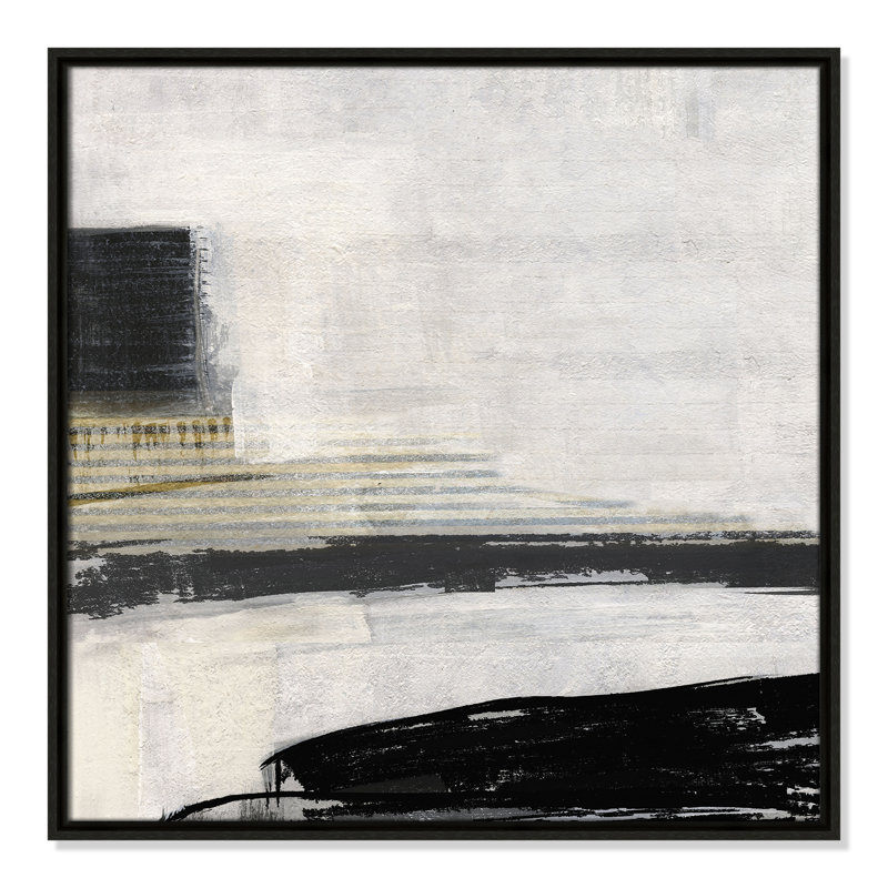 «La Bande I Print» par Sally Swatland, H 25,5 po x l 25,5 po, Cadre flottant espresso