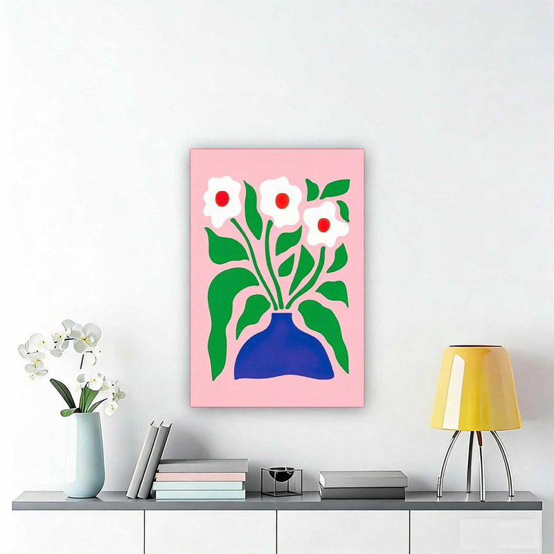 "Rose", art floral abstrait sur toile tendue 12 x 18