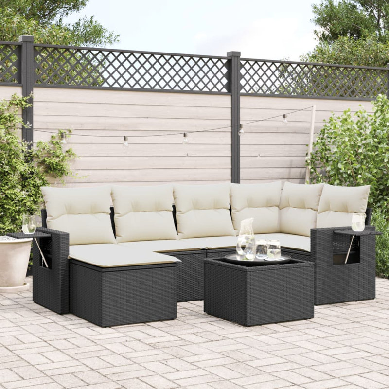 Ensemble de canapé de jardin Vidaxl crème, Noir